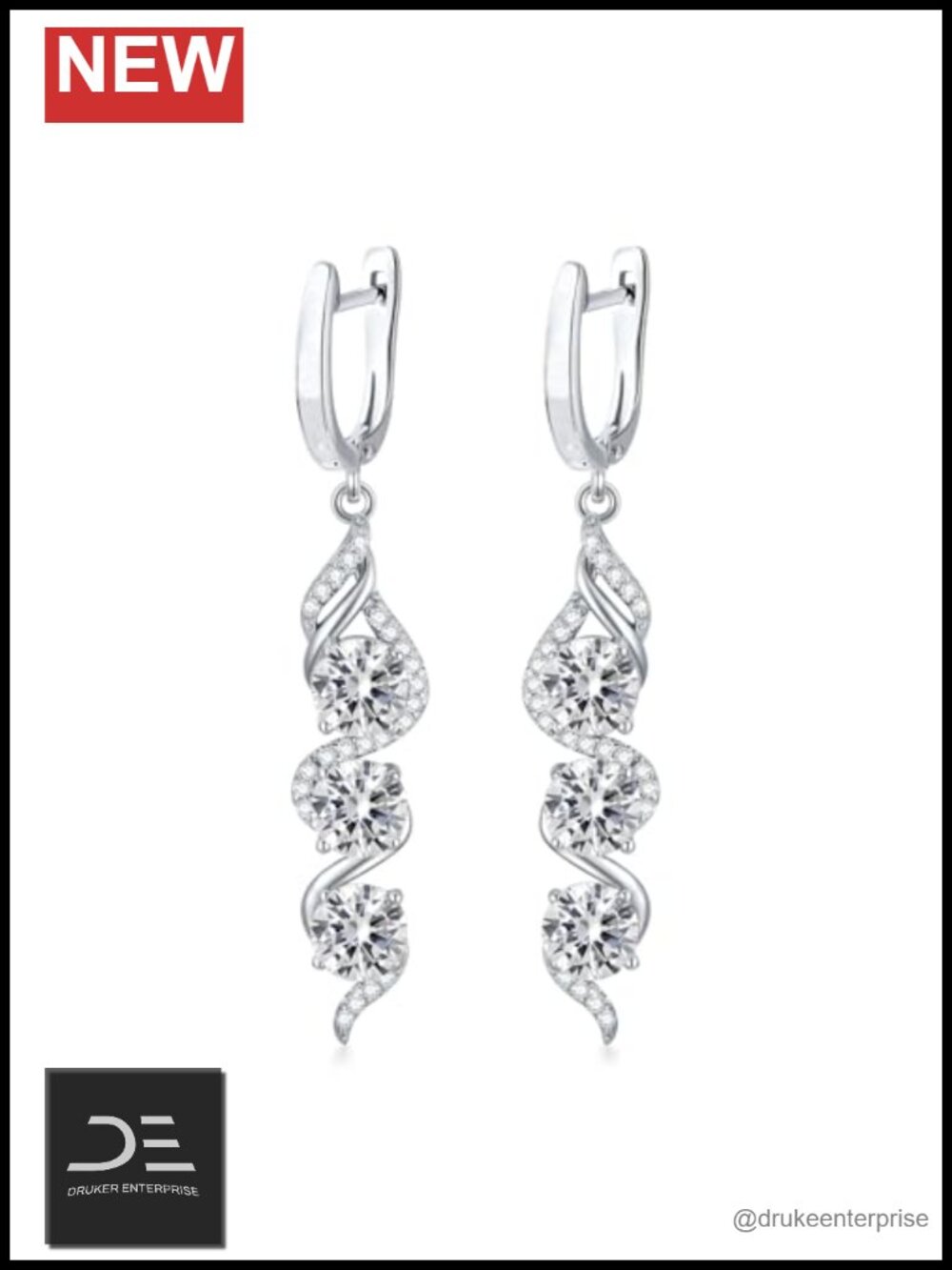 925 Sterling Silver Birthstone Dangle Earrings Round Cut Leverback